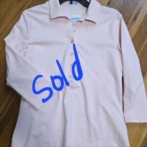 J. McLaughlin New Court 3/4 Sleeve Polo in Pink M